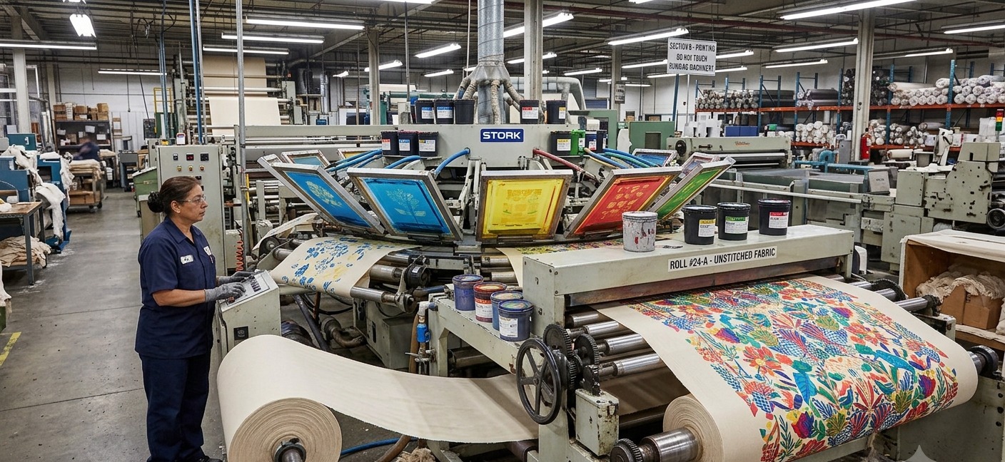 High-end industrial textile printing machine printing heritage floral patterns